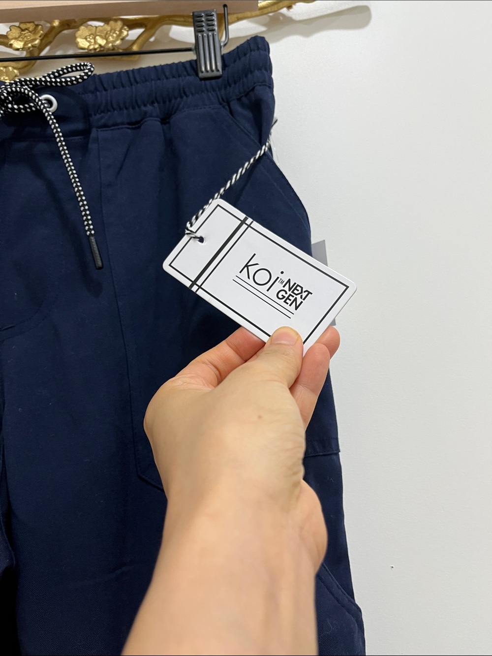 Navy Jogger Style Scrubs Pants with Drawstring